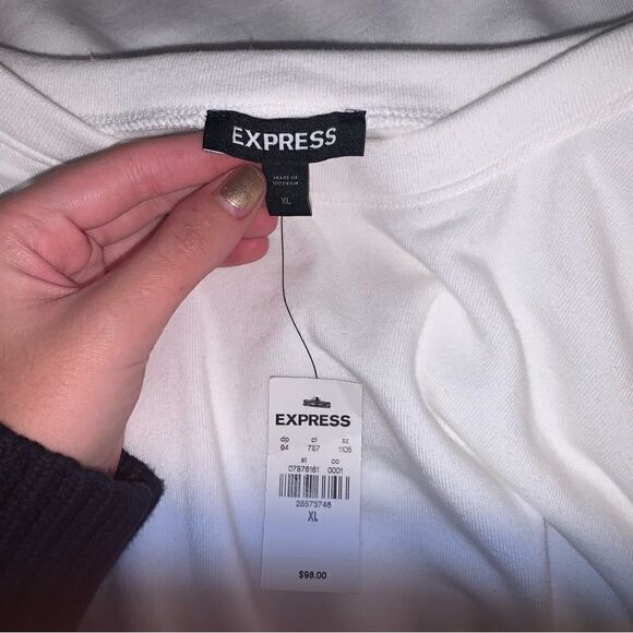 Express Lace Sleeve Cotton Sweatshirt Dress NWT - Picture 6 of 7